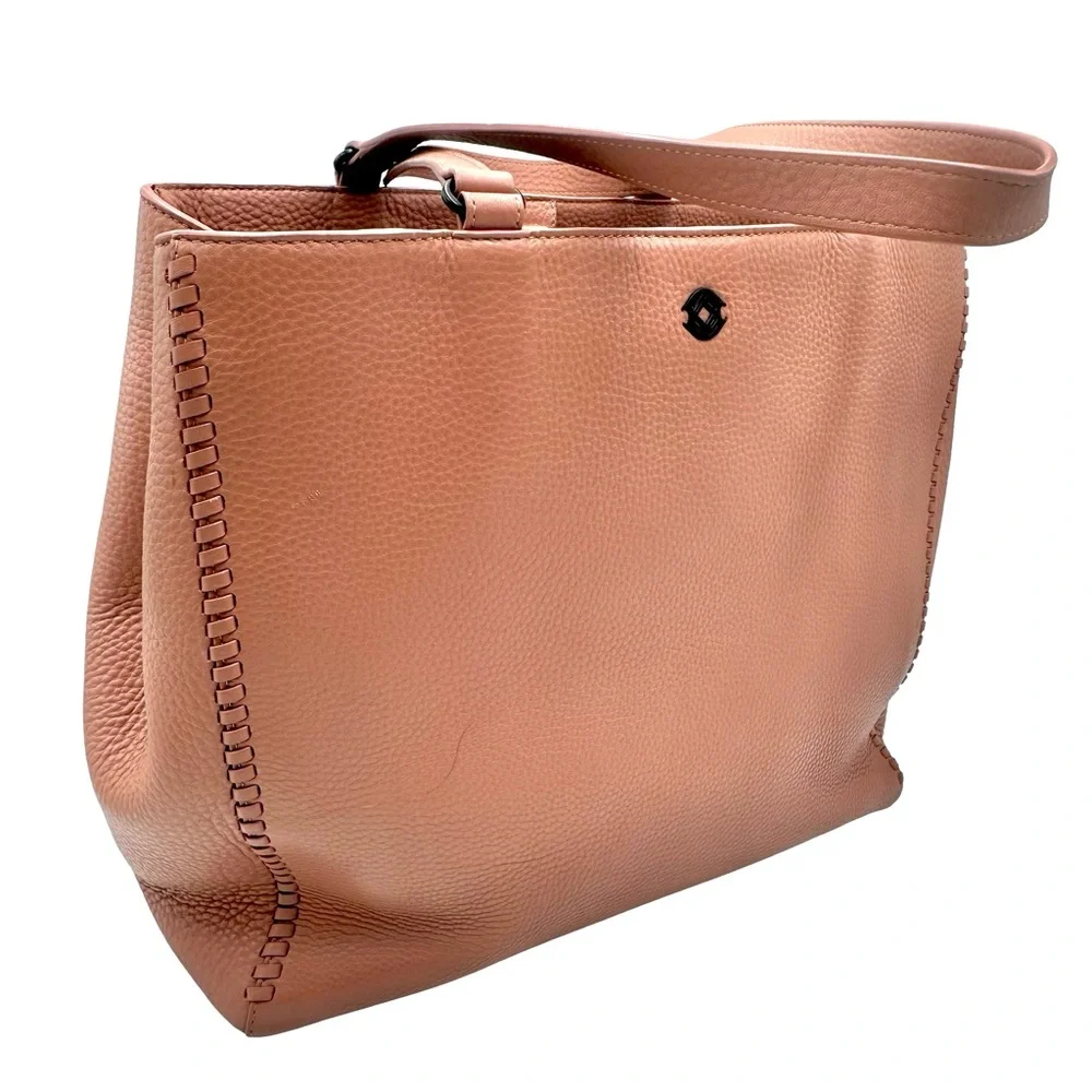 DAGNER DOVER - ALLYN soft pink pebble leather tote bag - laptop compartment